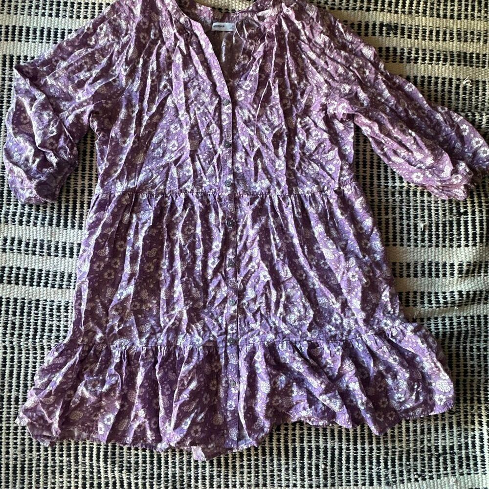 Sonoma Size XL purple Floral Print 3/4 sleeve dress